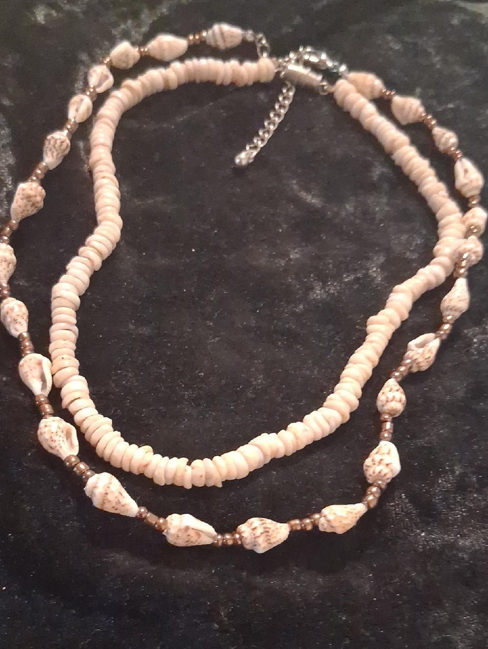 Handmade Cream Shell Beaded Layered Necklace